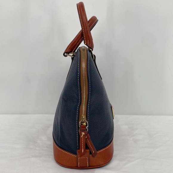 Dooney & Bourke Pebble Grain Domed Satchel Leather 2 Tone Blue Brown Casual - Picture 4 of 13